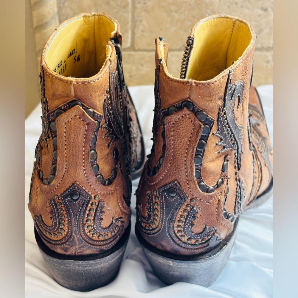 Corral Distressed Brown Leather Cowboy Boots Women’s Size 7 M Stk G1382 - Picture 3 of 12